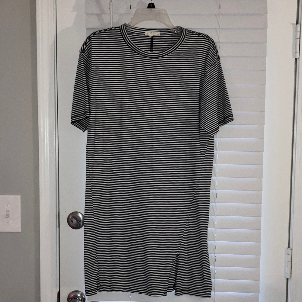 rag & bone Black and White Striped Midi Dress